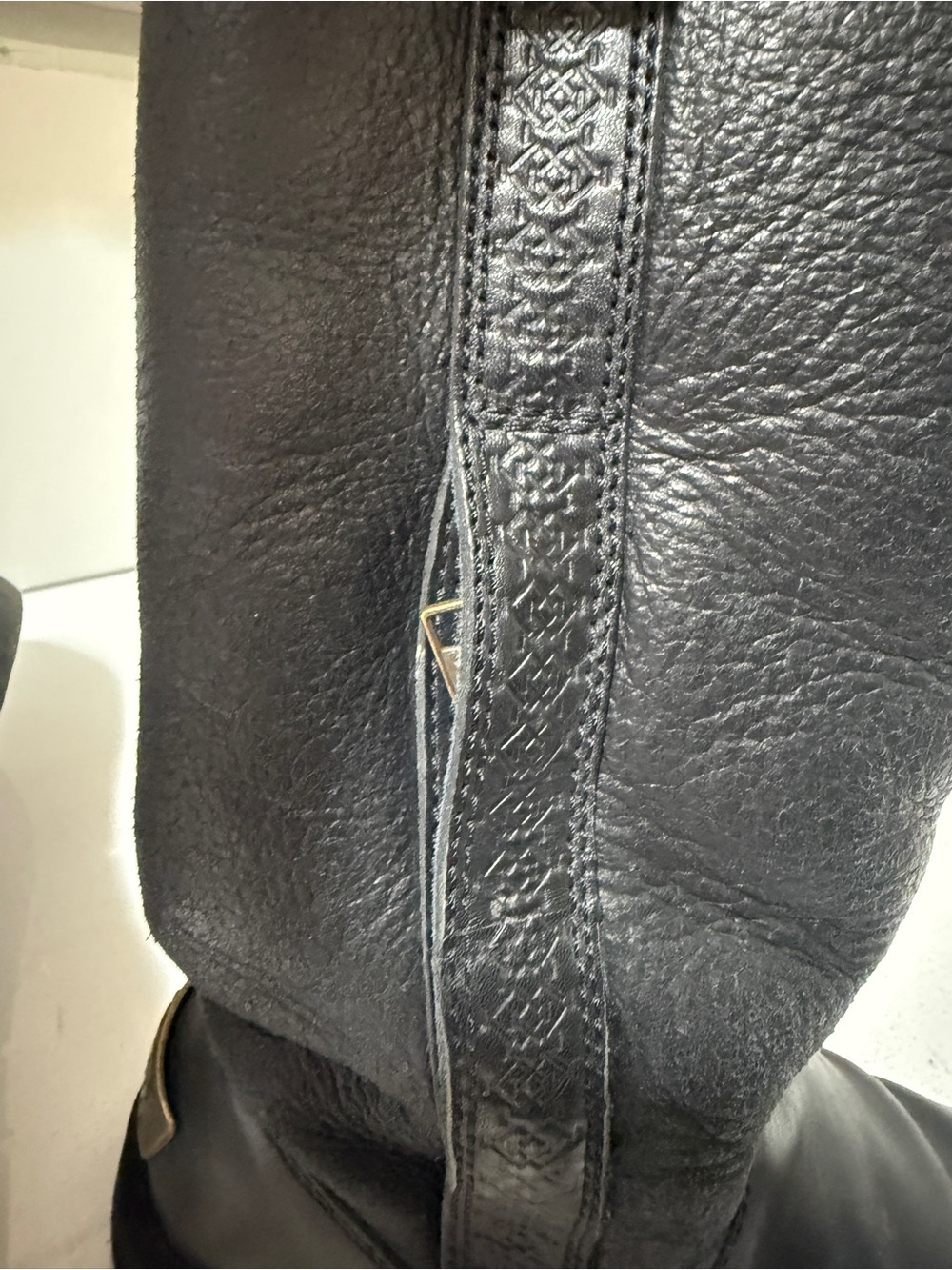 UGG Black Leather Tall Boot with Chestnut Shearling Cuff - Picture 11 of 16